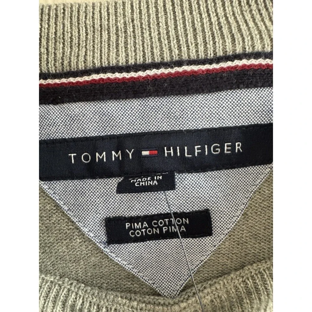 Tommy Hilfiger Pullover light Sweater Mens Size XXL Gray core Long Sleeves - Picture 10 of 15
